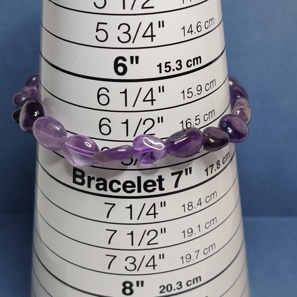 Dark Amethyst stretch nugget bracelet natural stone w/Free felt pouch-NB25 - Picture 3 of 8